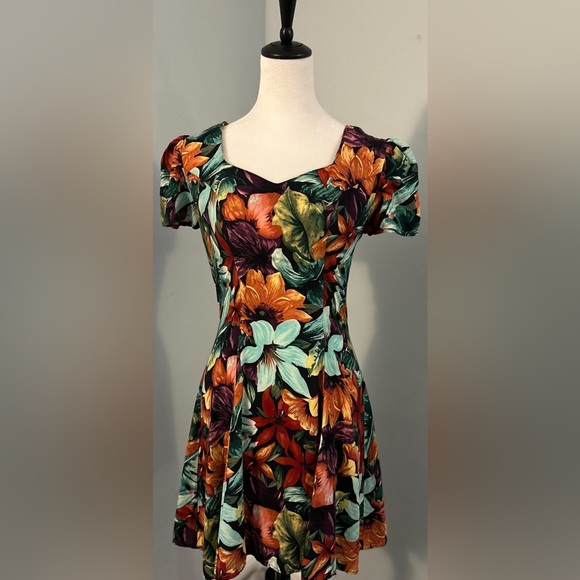 Dresses & Skirts - Floral Fit-and-Flare Dress in Multi Floral